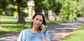Woman on phone in park