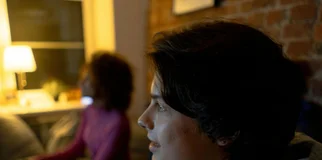 Young people playing video game