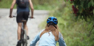 woman riding bike