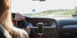 Woman driving car