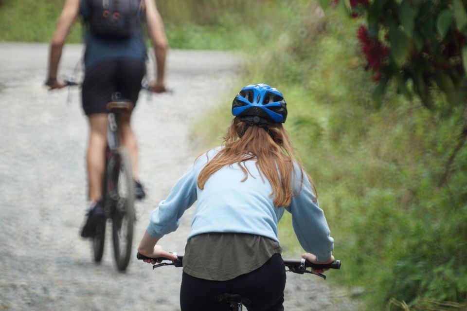 woman riding bike