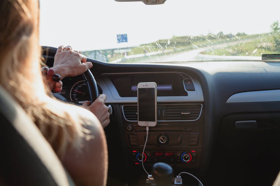 Woman driving car